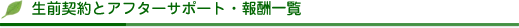生前契約とアフターサポート・報酬一覧